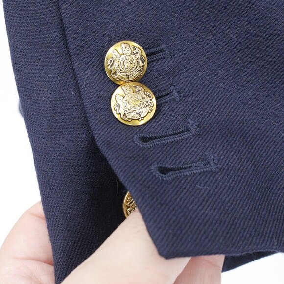 NWT J Crew Blazer Womens 4P Schoolboy Navy Blue Stretch Wool Jacket gold button - Picture 3 of 15